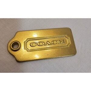 COACH Brass Tone Large Rectangle Tag Charm EST 1941 Purse Handbag Accessory